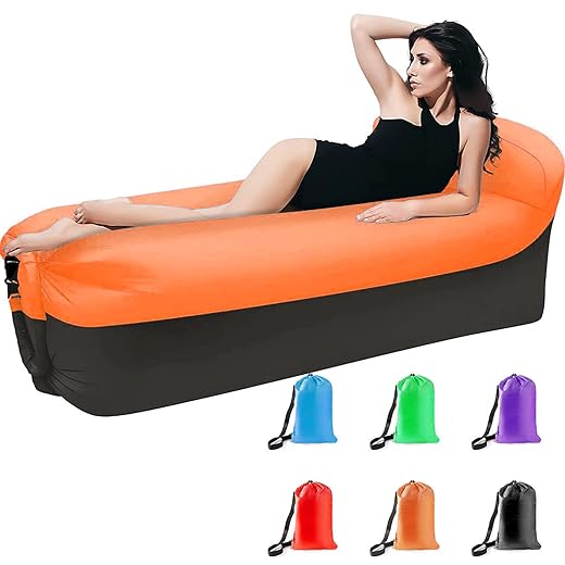 DERJLY Inflatable Lounger Air Sofa Hammock-Portable,Water Proof& Anti-Air Leaking Design-with Side Pockets and Matching Bag-for Travelling,Outdoor, Camping, Hiking, Beach Parties, Picnic