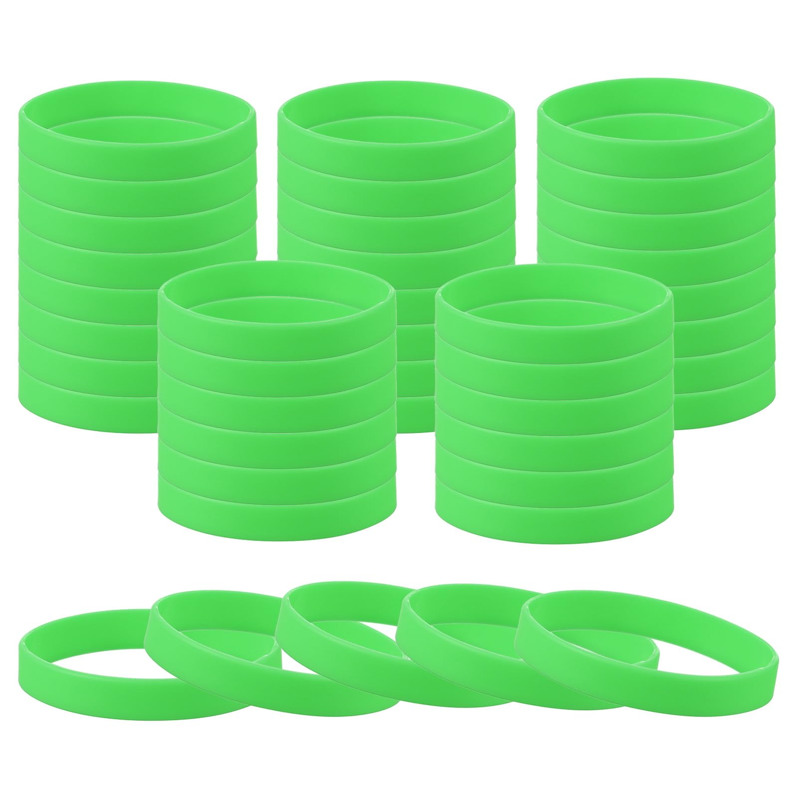 PATIKIL Rubber Bracelets, 60 Pcs Unisex Silicone Sports Wristbands for Sports Party Games Fashion Decorations Fluorescent Green