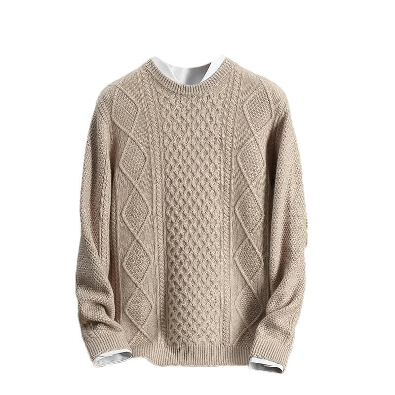 Sweater Men's Thick Round Neck Pullover Long Sleeve Casual Knitting Warm Sweater