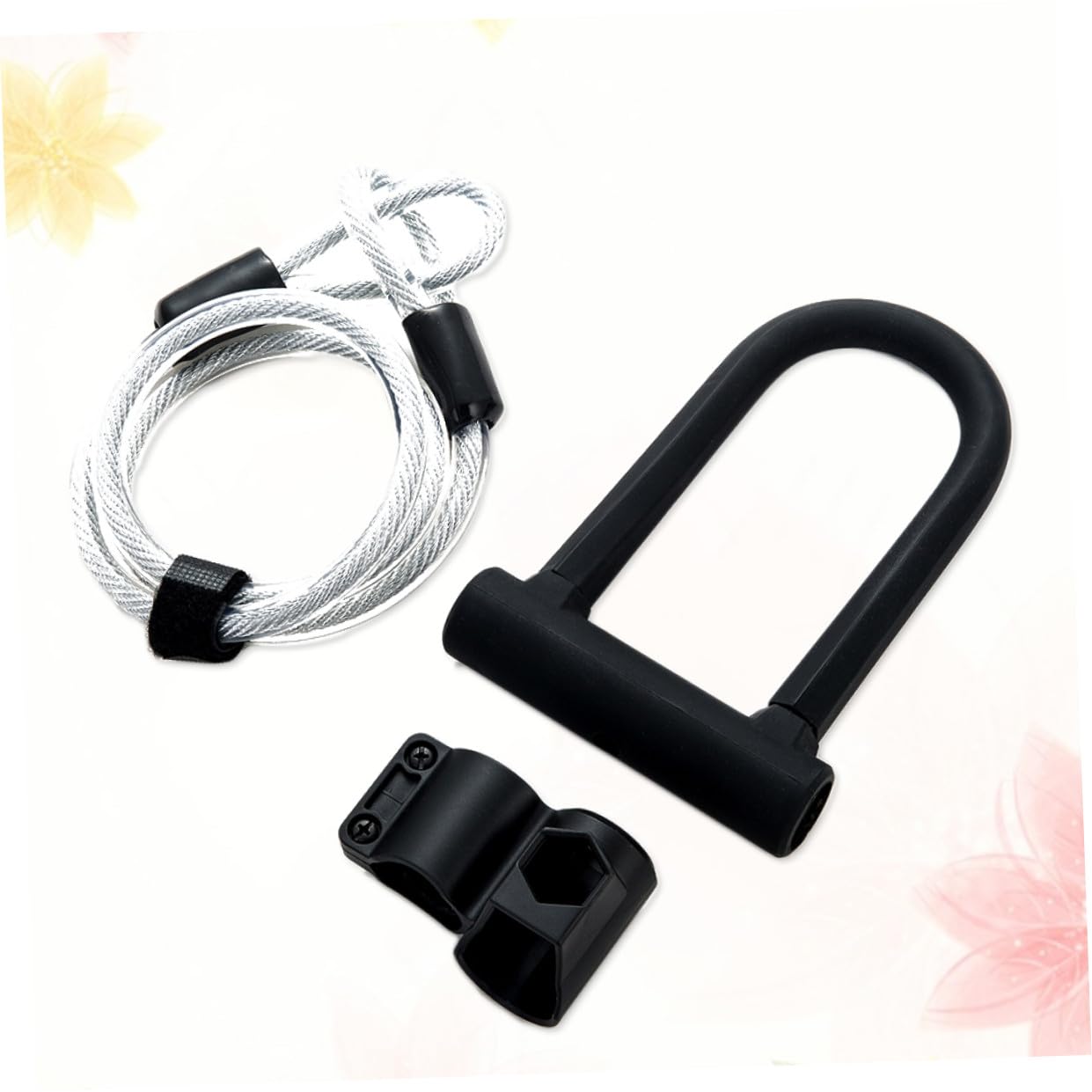 Antivol U Noir pour Vélo et Trottinette, Haute Sécurité | Acier et Abs, 2 Clés de Secours Incluses, Câble Acier pour Verrouillage Renforcé