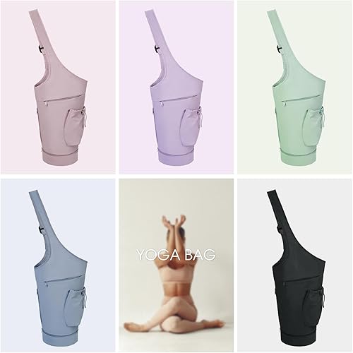 Miniatura 7 de sportsnew Bolsa para esterilla de yoga, gran apertura, larga bolsa de soporte para esterilla de yoga con bolsillo impermeable y bolsillo para