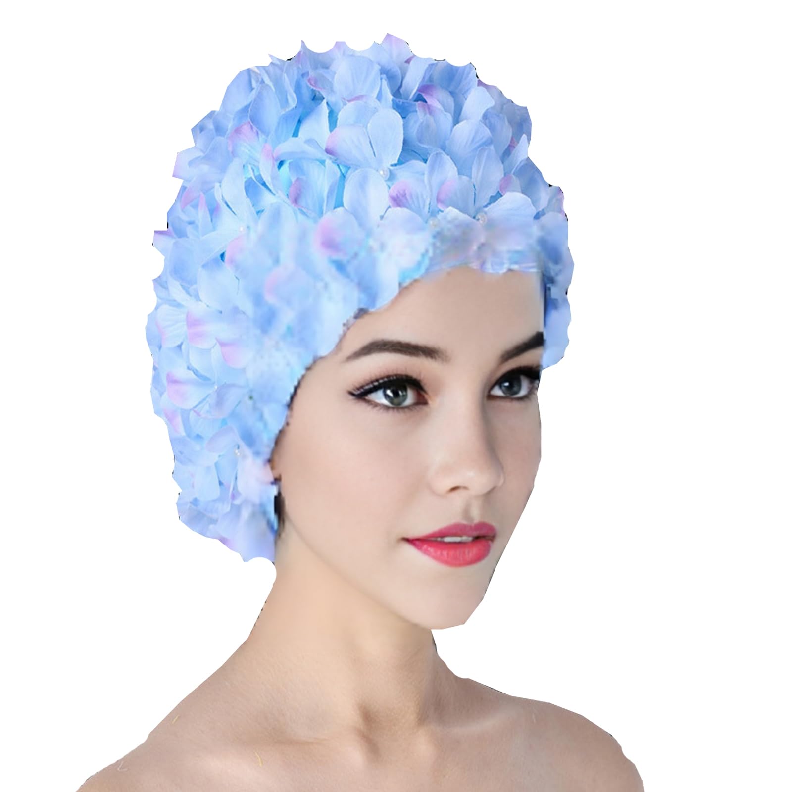 JDYaoYing Women Retro Swim Hat Swim Cap Floral Petal Retro Style Bathing Caps for Women