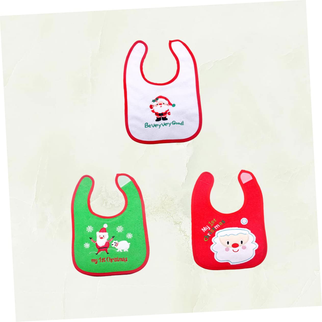 VICASKY 9piezas Baberos De Alimentación Diseño De Santa Claus y Bolsillo Recogedor Paquete De Aleatorio Divertidos Baberos De Cartoon Para Navidad