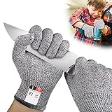 Fantasyon Schnitzhandschuh Kinder, Küchenhandschuhe mit Hoher Schnittschutz der Leistungsstufe 5 für 5-8 Jährige, Arbeitshandschuh Kinder Kleine Geschenke, Größe XS