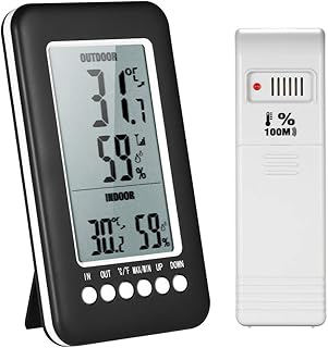 Xibany LCD Digital Indoor/Outdoor Thermometer Hygrometer ℃/℉ Temperature Humidity Meter with Max Min Value Display