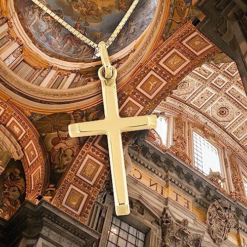 forme di Lucchetta - 14 Karat Gold Cross, Small Religious Pendant Necklace 18 inch - 14k Christian Cross with Adjustable Chain for Womens - Authentic Italian Religious Gifts Jewelry4
