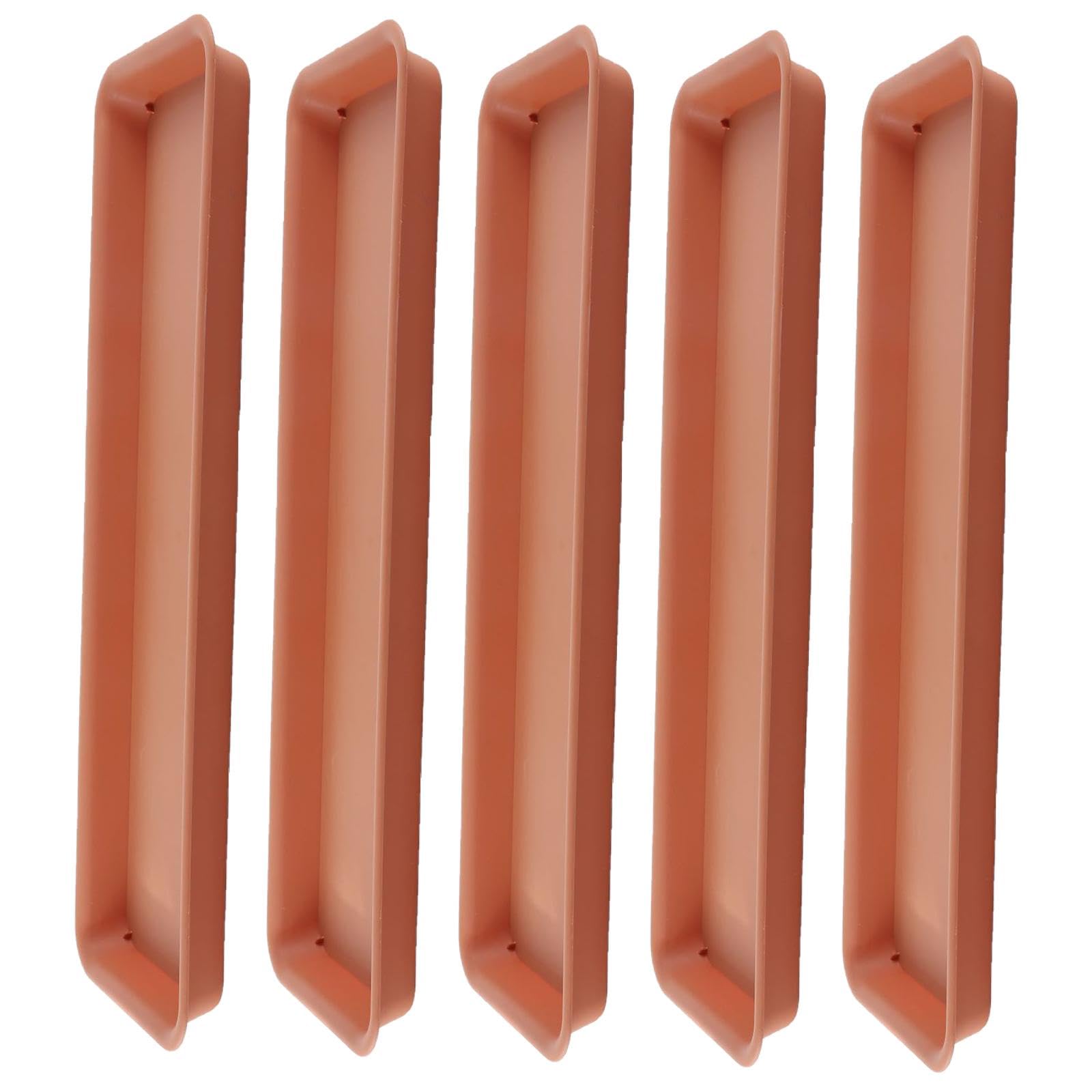 5X Soucoupes pour Plantes, Plateaux de Jardinières Rectangulaires, Soucoupe pour Pot de Fleurs en Plastique pour Cour, Jardin, Intérieur et Extérieures, 48 cm x 19 cm, Rouge