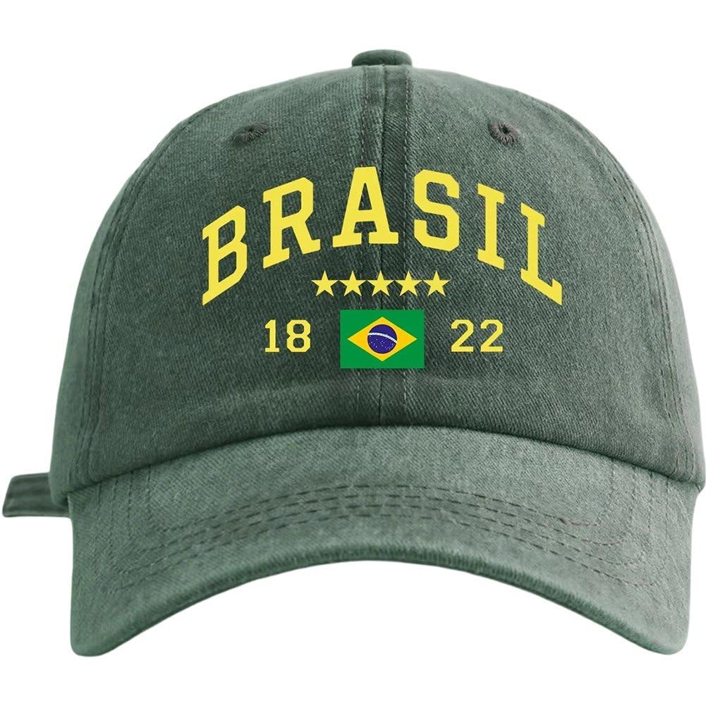 Sslvya Brazil Flag Baseball Cap Distressed Washed Cotton Trucker Hat Summer Sun Protection Hats for Unisex Outdoor Travel Hiking
