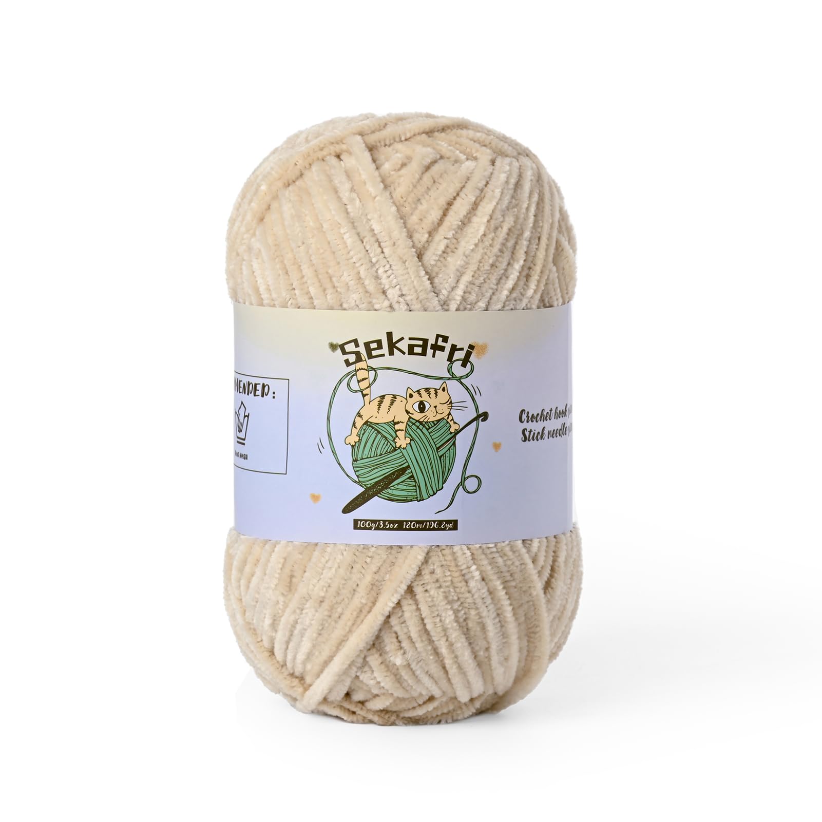 Fuzzy Chenille Yarn for Crocheting Amigurumi Crochet Yarn Beige