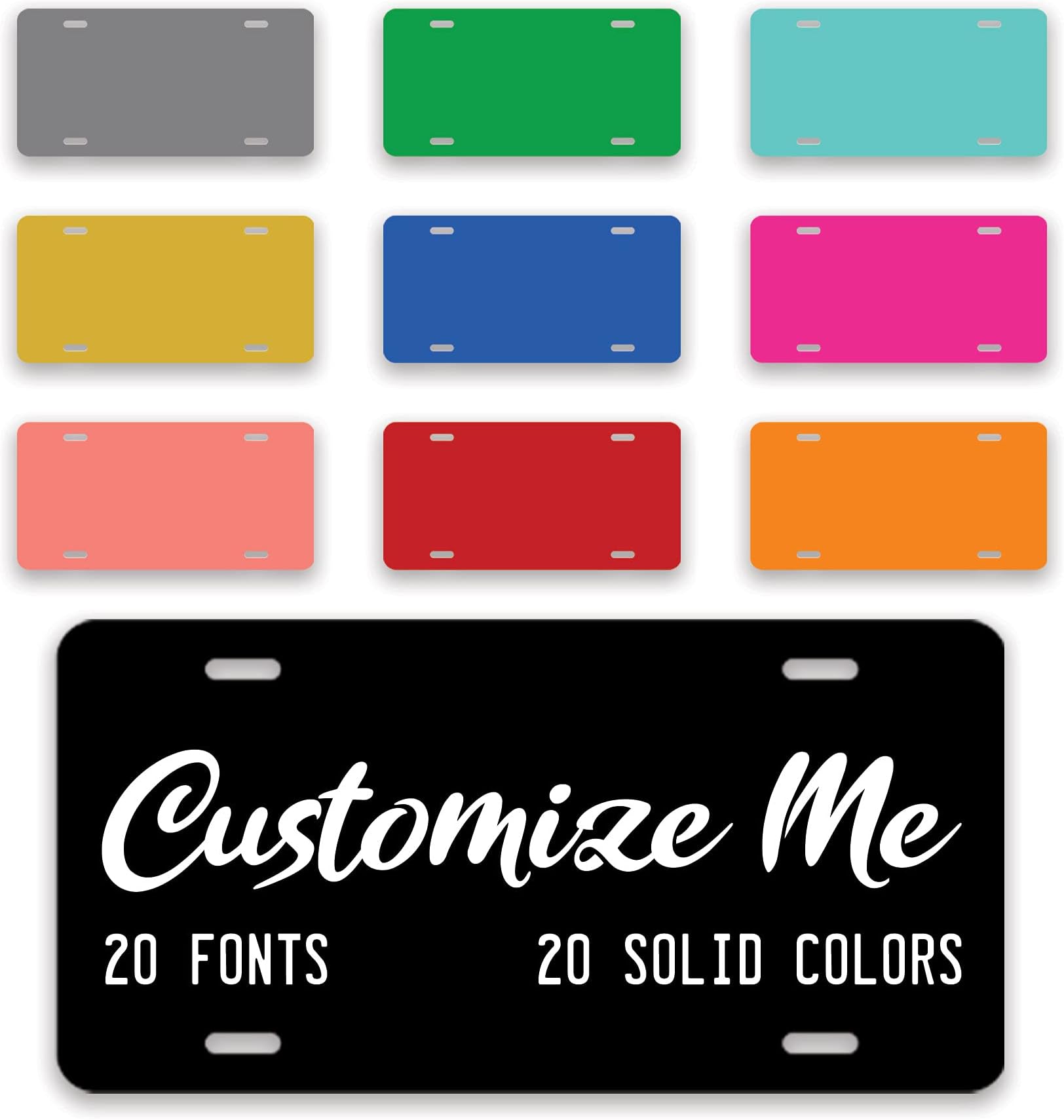 Custom Personalized Front License Plates | Custom Car Tags | 6 x 12 Inch Personalized Aluminum Novelty Vanity License Plates