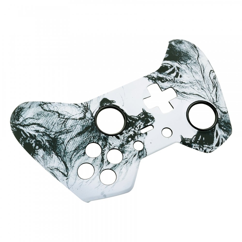 eXtremeRate Cover Custodia Anteriore Case Copertura Frontale Pezzo di Ricambio per Xbox One Elite Controller Model 1698 con 2 Anelli d'Accento(Anima del Lupo)