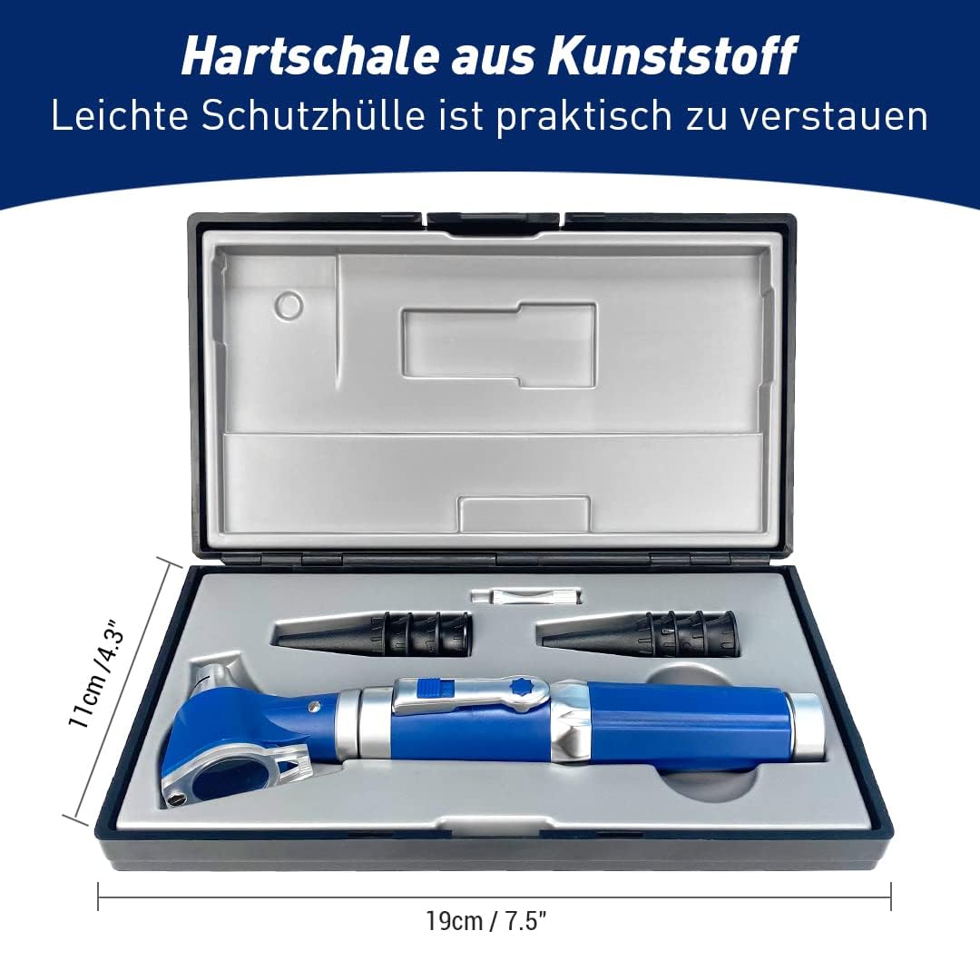 Scian Otoscopio Medico Profesional - Otoscopio Con Lámpara, 3 Magnificaciones, 4 Herramientas De Diagnóstico Para El Cuidado Del Oído Del Tamaño De La Lente, Caja De Plástico Duro (Blue1)