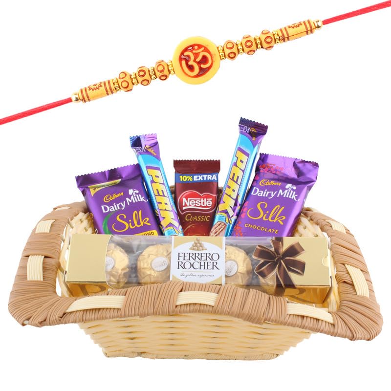 SFU E Com Cadbury Silk With Nestle Chocolates | Rakhi Chocolate Gift Hamper with Premium Rakhi for Brother | Rakhi chocolate Gift for Brother | Roli, Chawal, Chandan, Misri | 504-image-44