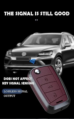 Miniatura 5 de ontto Funda de cuero para llavero VW para Skoda, Negro -