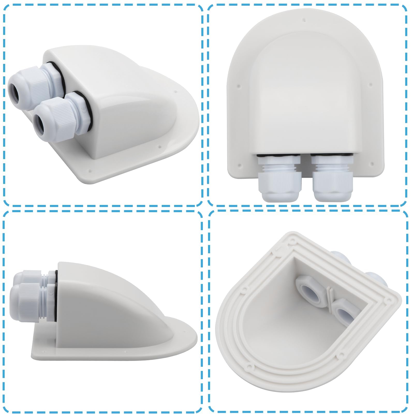 Mbsomnus 2 Pezzi Passacavo Solare Impermeabile IP68 Kit Fotovoltaico Pannello Solare Bianco ABS Doppio Entrata del Cavo per Camper Barca Tetti Yacht Pannelli Fotovoltaici Accessori