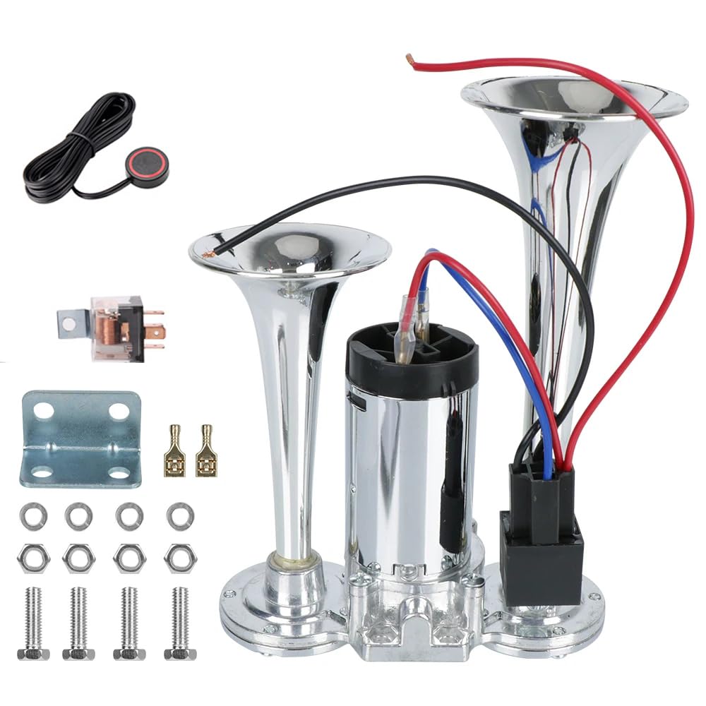 Tromba Pneumatica 12V 150dB Per Camion E Auto – Kit Completo Con Compressore, Rivestimento Anticorrosione