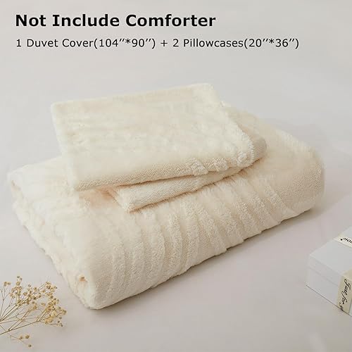 Miniatura 5 de Oli Anderson Juego de funda de edredón mullida, tamaño King, funda de edredón de felpa copetuda de 3 piezas, juego de ropa de cama ultrasuave y