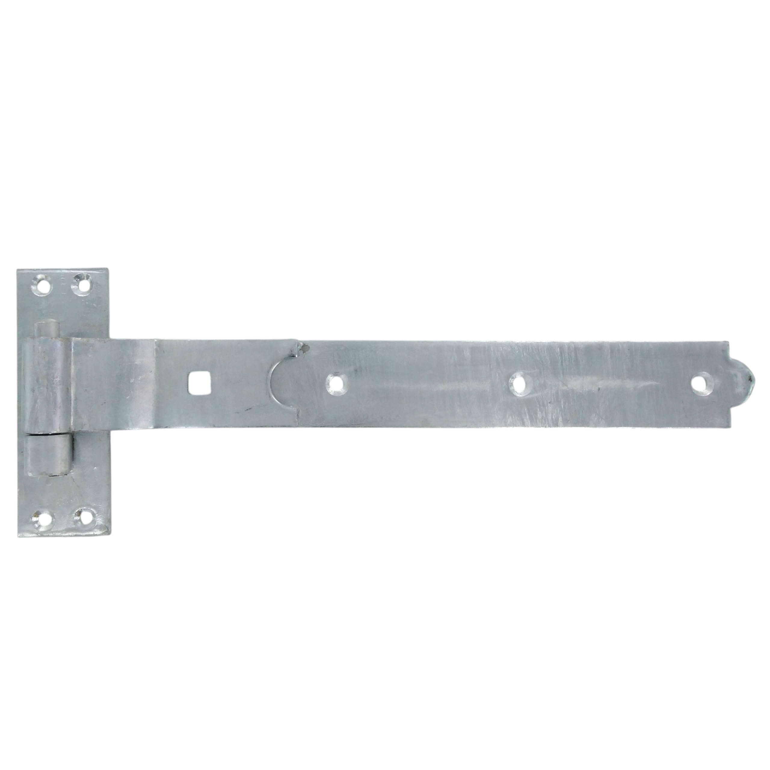 Merriway BH07119 Gate Hinge Heavy Duty Hook & Band Cranked Necked Galvanised, Silver Tone, 350 x 45 x 4mm