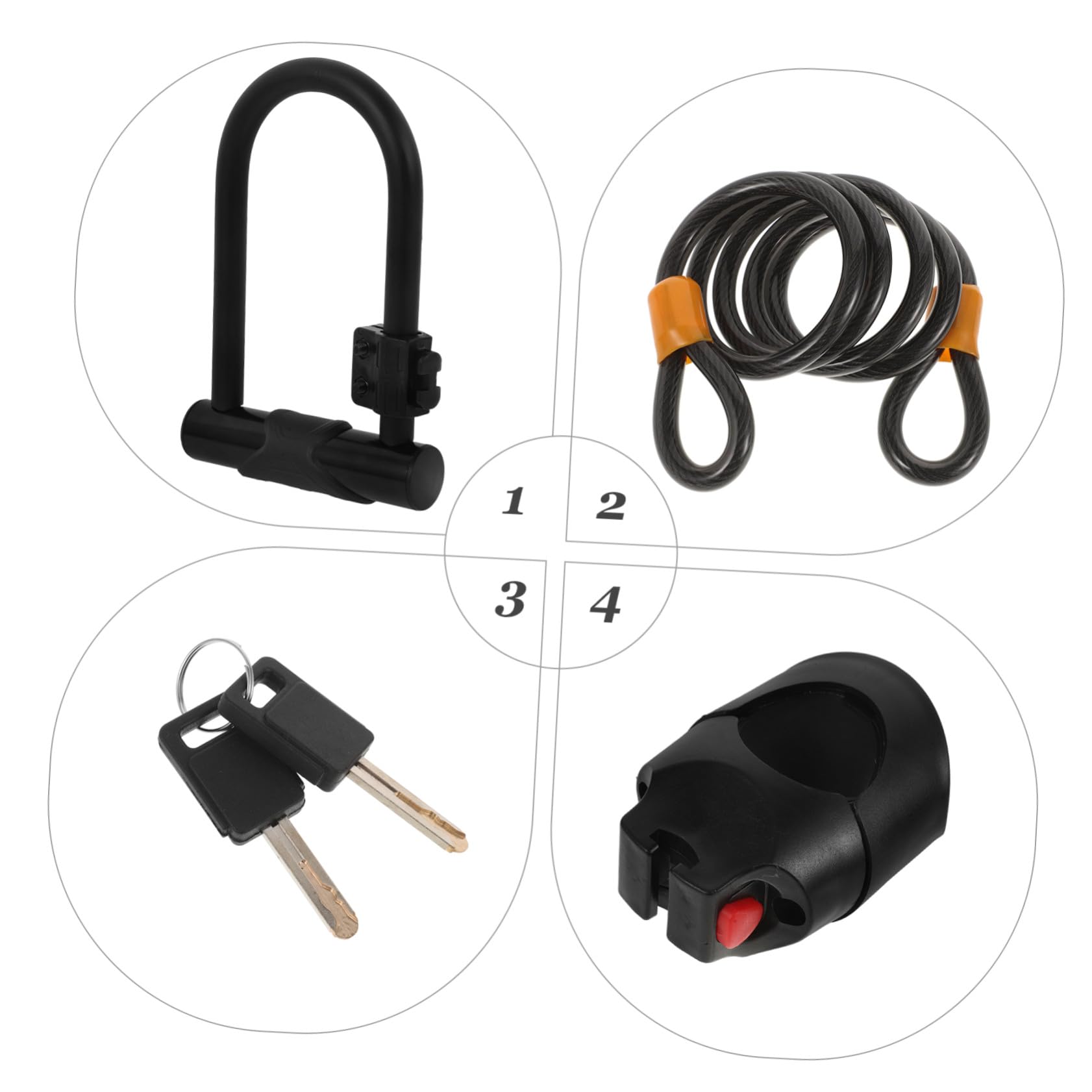 Antivol Vélo en U avec Câble Acier, Serrure à Clé Noire | Acier et Pvc, Format Voyage, Usage Cyclisme Extérieur, Système de Verrouillage Double, Protection du Cadre