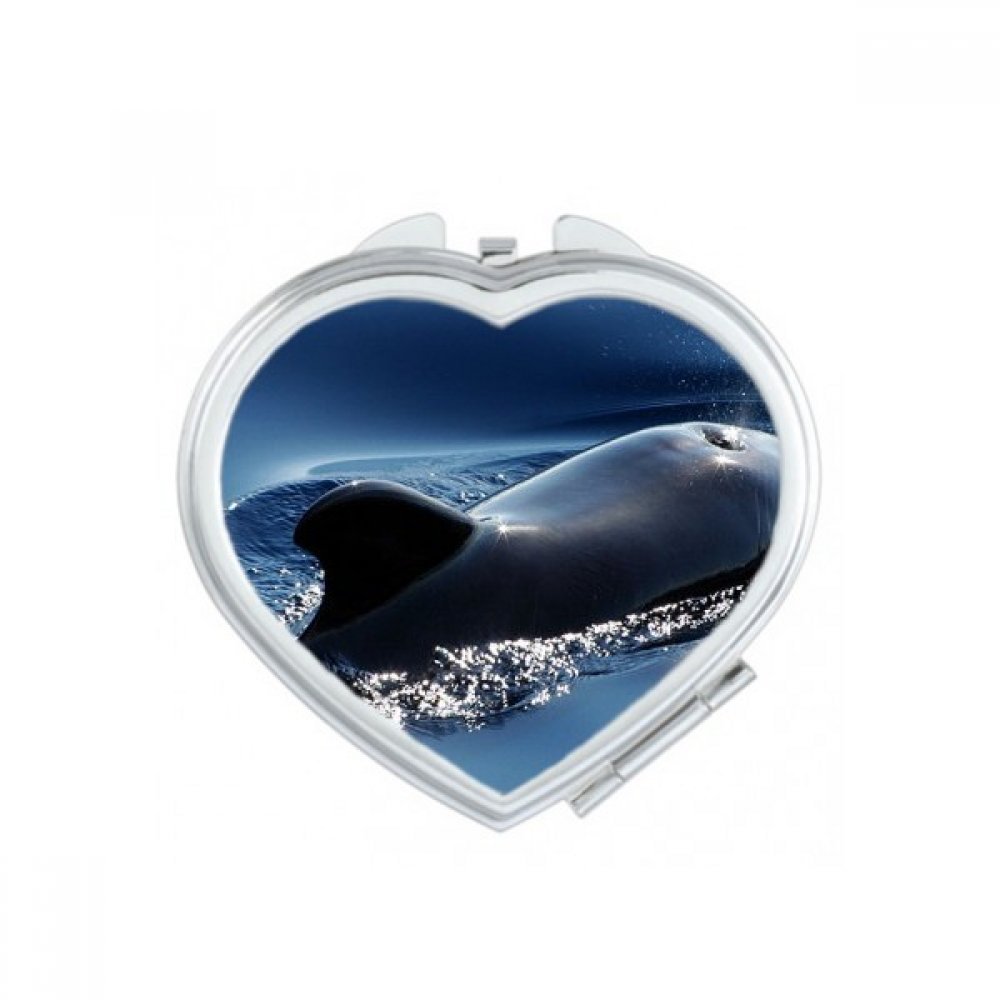 Miroir compact océan et baleine pour retouches maquillage en voyage