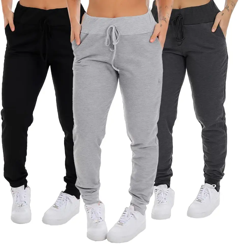 Kit 3 Calça Moletom Com Bolso Jogger Feminina Adulto