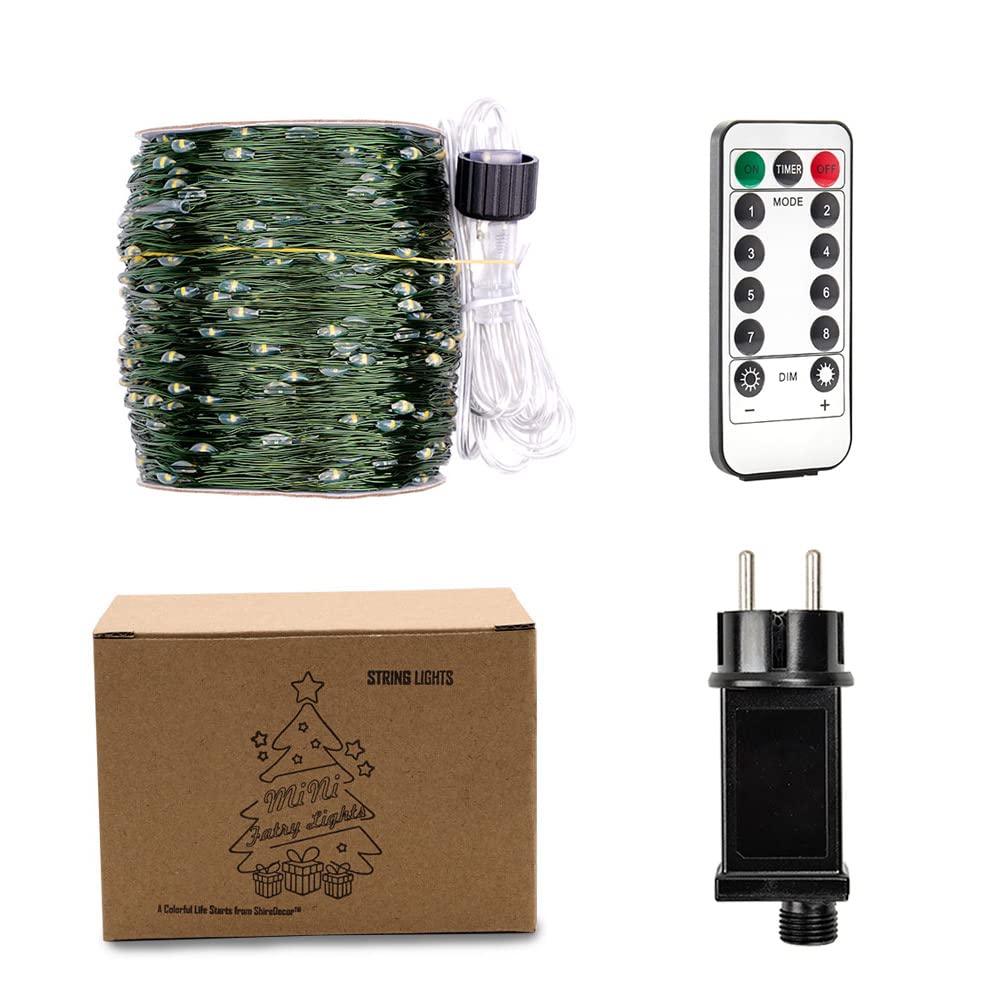 Guirlande LED extérieure avec fil vert, 60m, 600 LED super étanches, avec télécommande et 8 modes lumineux, idéale pour décorer votre sapin de No?l, jardin, mariage, et toutes vos soirées festives.