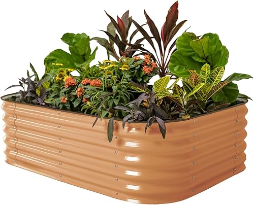 Miniatura 23 de Vego garden Kit de cama de jardín elevada, 17 pulgadas de alto, 6 en 1, modular de metal, para verduras, flores, patio, jardinera, caja de Blanco