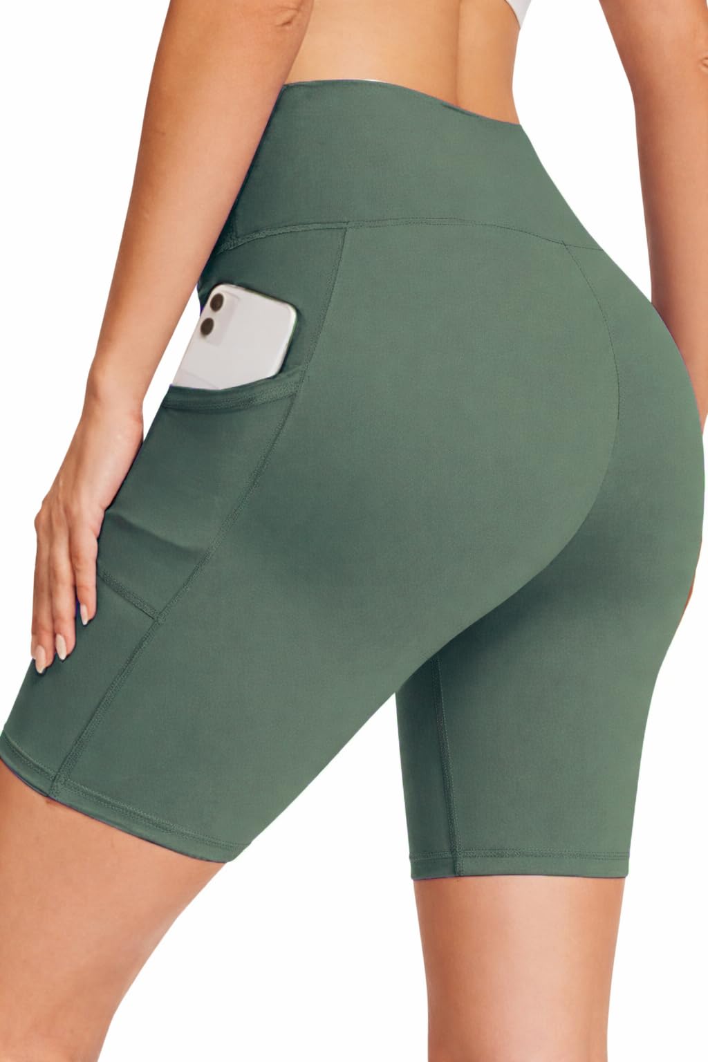 kashikay creation Women’s Polyester Stretchable Gym Shorts with Side Pockets High Waist Slim Fit Above Knee Length Activewear Tights Gym Fitness Cycling Running Yoga Shorts for Women-picture-29