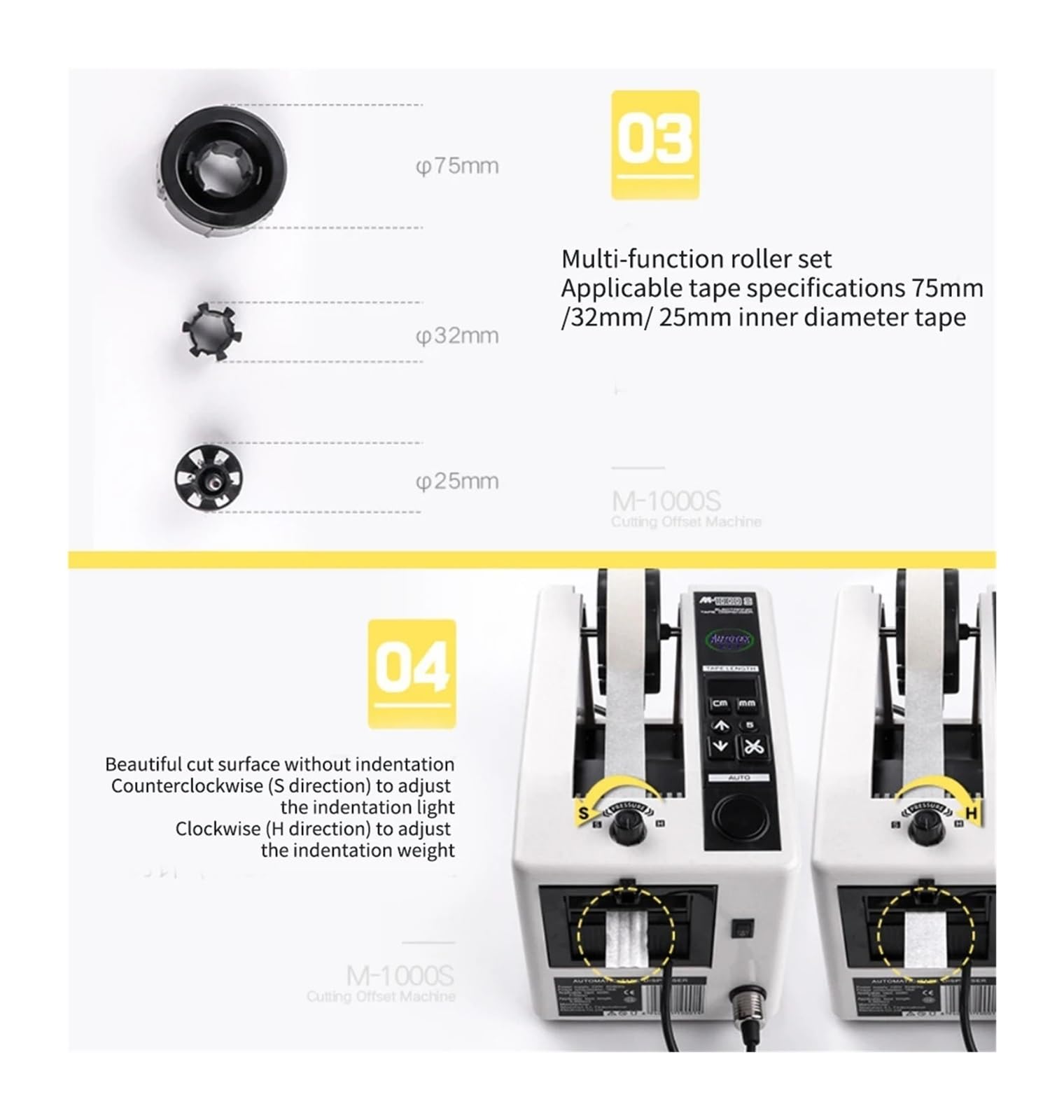 Distributore di nastro adesivo, M-1000S Distributore automatico di nastro biadesivo/Distributore da imballaggio/Distributore elettronico a carosello per spedizioni, scuole