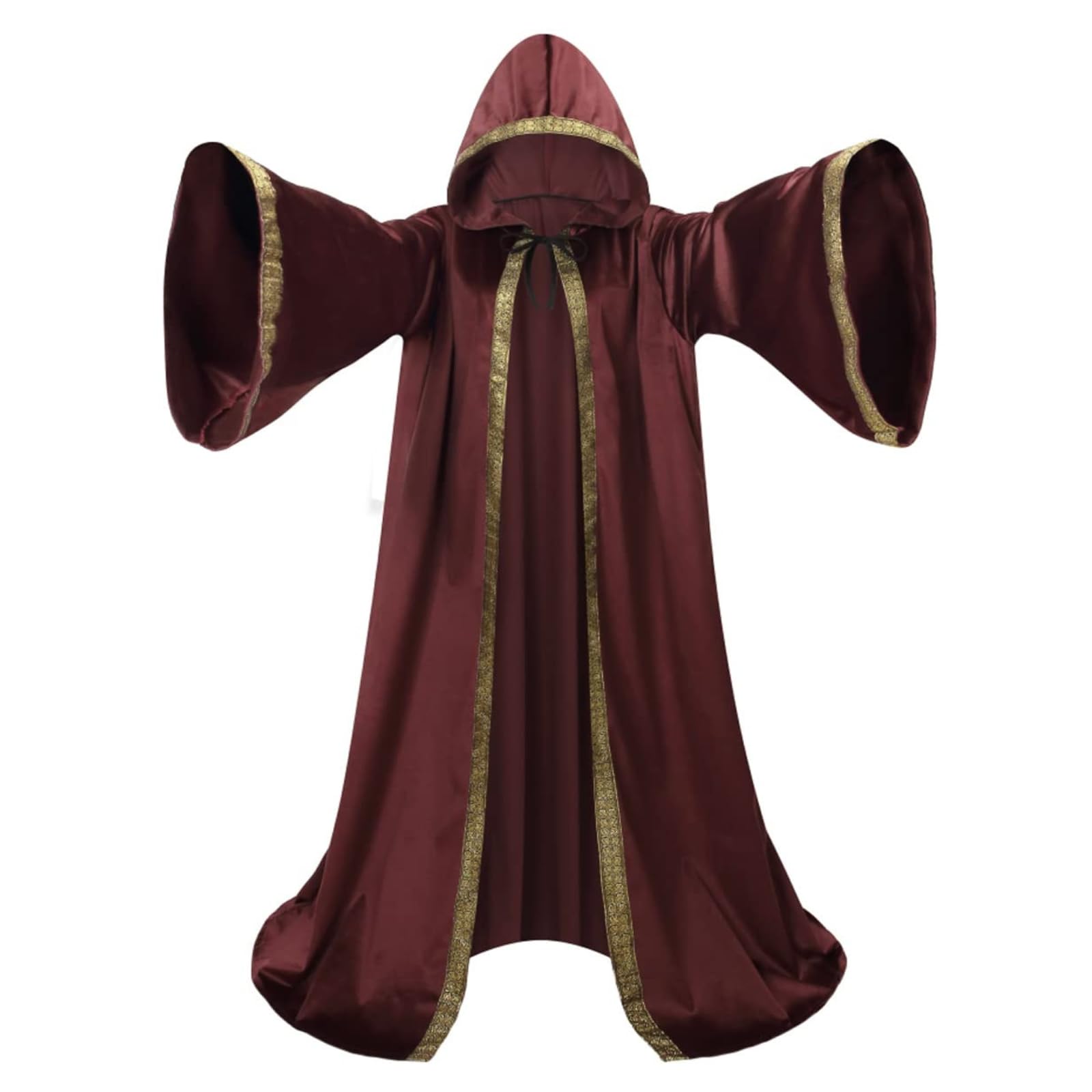Mystic Adult Wizard Robe with Dutch Velvet,Medieval Knight Hooded Cloak