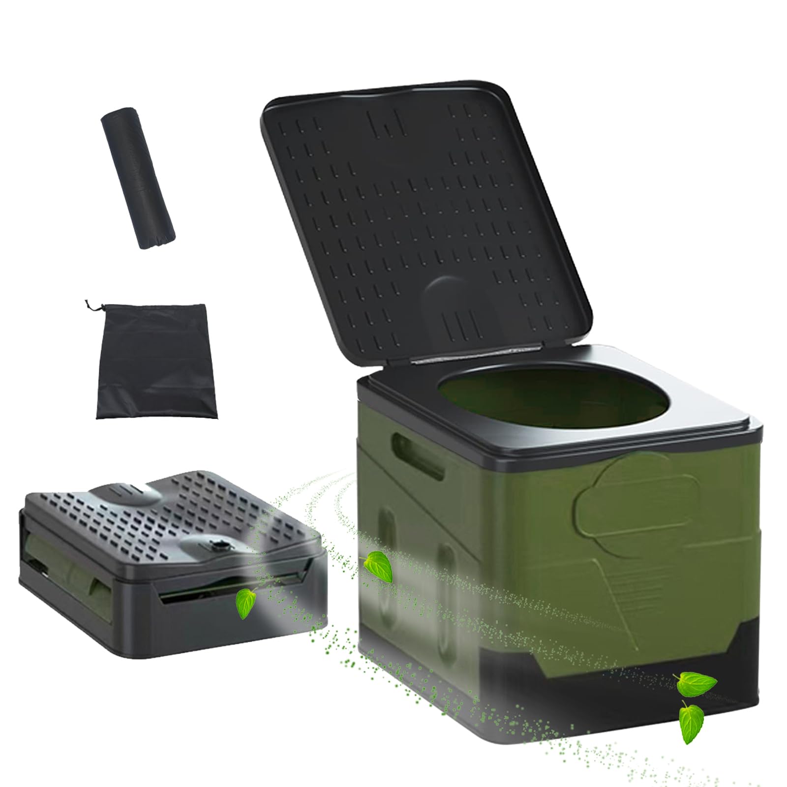 RUYI Campingtoilette Tragbare Trenntoilette [STABIL bis 150 kg], Mobile Toilette Faltbare, 32x27x30 cm, Kompakt Toilette für Wandern, Camping, Reise, Boot, Garten