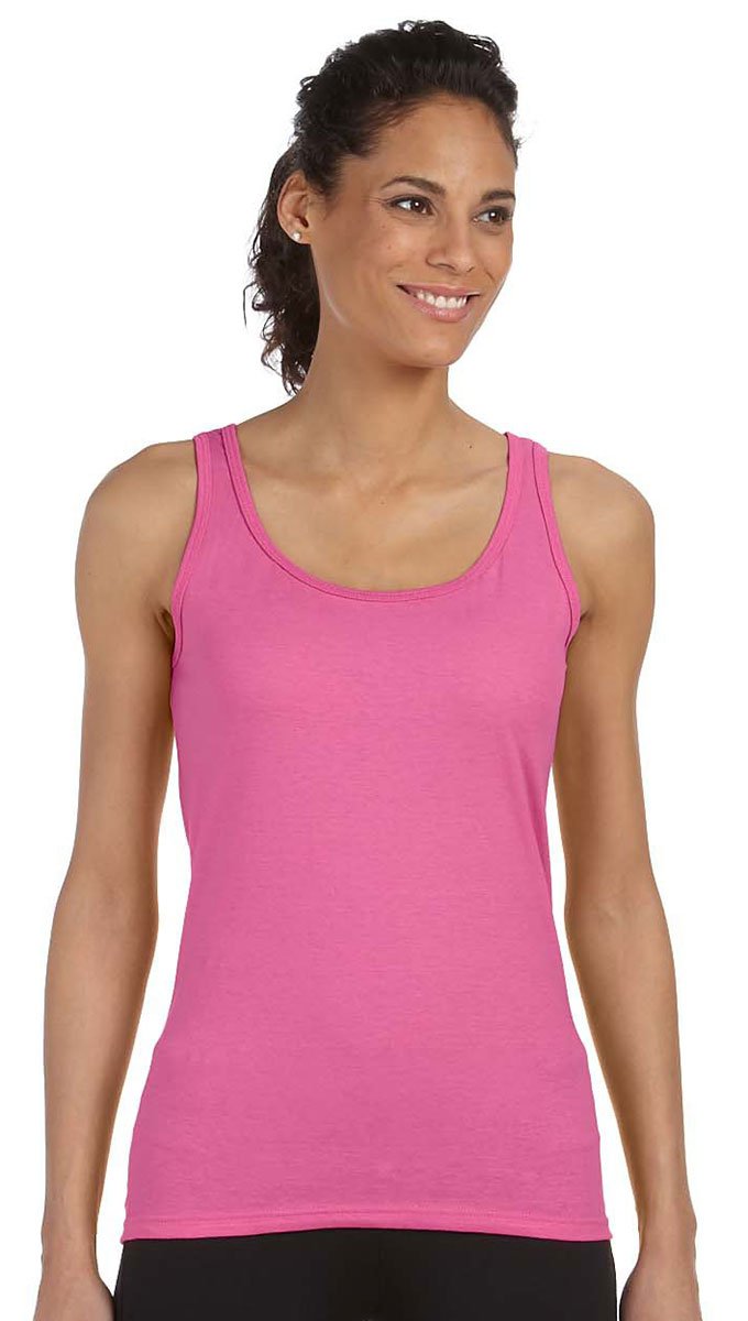 Gildan Soft Style Tank Top Vest - Ringspun Cotton, Wide Straps, Azalea, 2XL