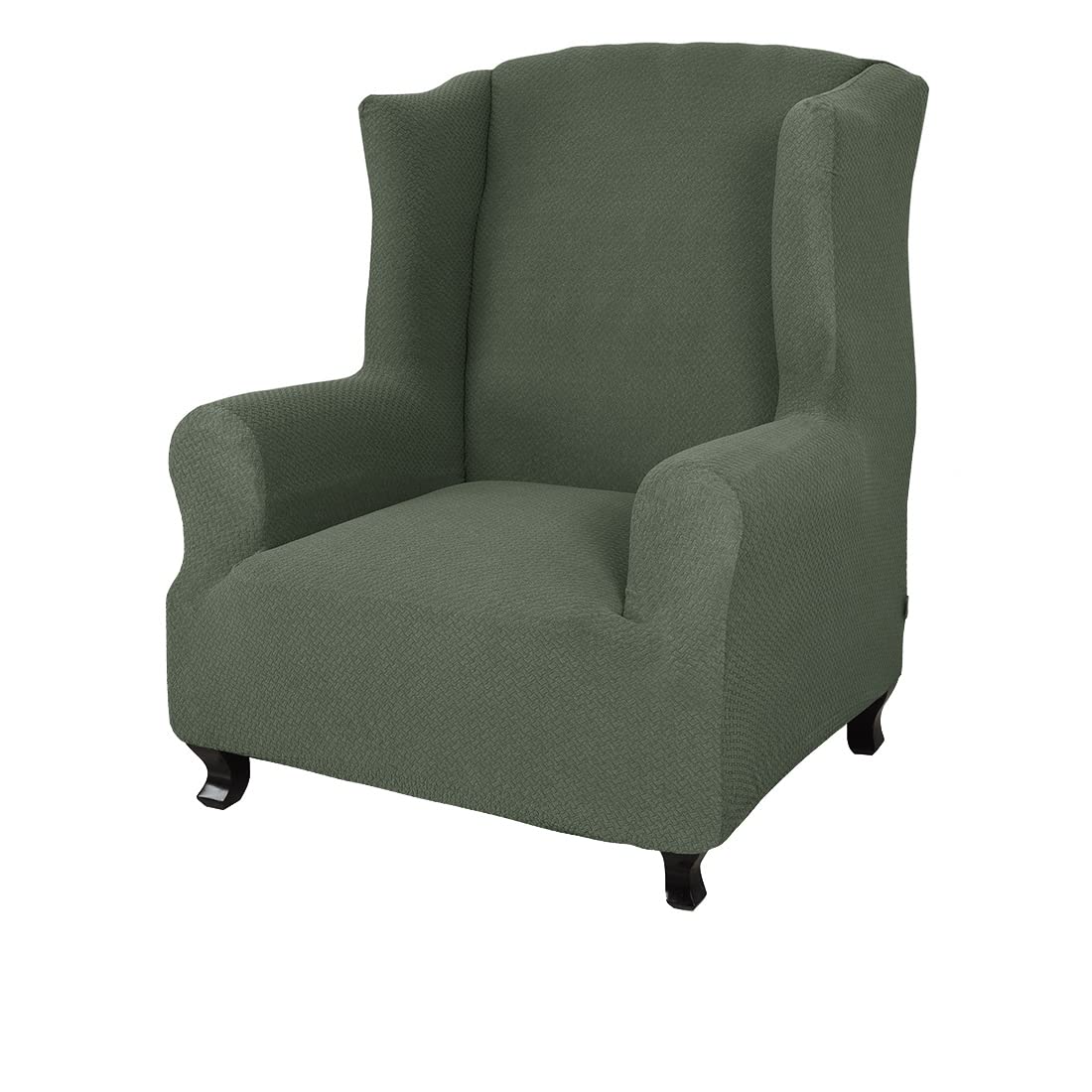 Fodera per poltrona ad ala ad ala verde ad alta elasticità, in morbido tessuto spesso lavorato a maglia, design a quadretti, 1 pezzo, protezione perfetta per l'arredamento della casa e il rinnovamento