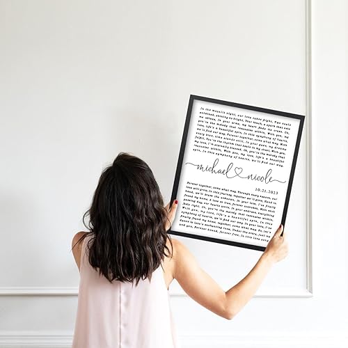 Miniatura 8 de Póster de letras de canciones personalizadas, regalo de aniversario de boda, arte de pared para parejas, letras de canciones de boda personalizadas,