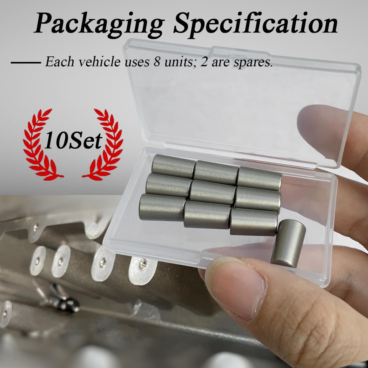 10 Set Engine Plugs Compatible with Non-AFM GM Engines 2008-2023 LSX & LT Models 4.8, 5.3, 6.0, 6.2L Series, Stainless Steel Non-DOD/AFM Oil Valley Plugs Fit for ls Swap Parts