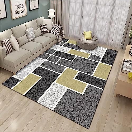 Tapis salon moderne géométrique et moquette sol chambre bébé gris 200x250cm