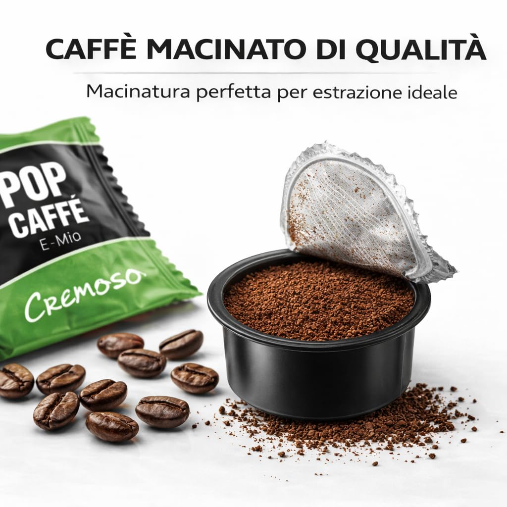 100 Capsule Compatibili Lavazza A Modo Mio – Pop Caffè E-MIO 2 Cremoso – Gusto Intenso e Crema Densa – Miscela Corposa – Confezione Risparmio