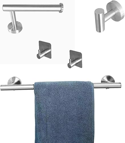 Juego de 5 piezas de accesorios de baño de 16 pulgadas, soporte para papel higiénico, ganchos para toallas sin taladro, accesorios de baño (níquel
