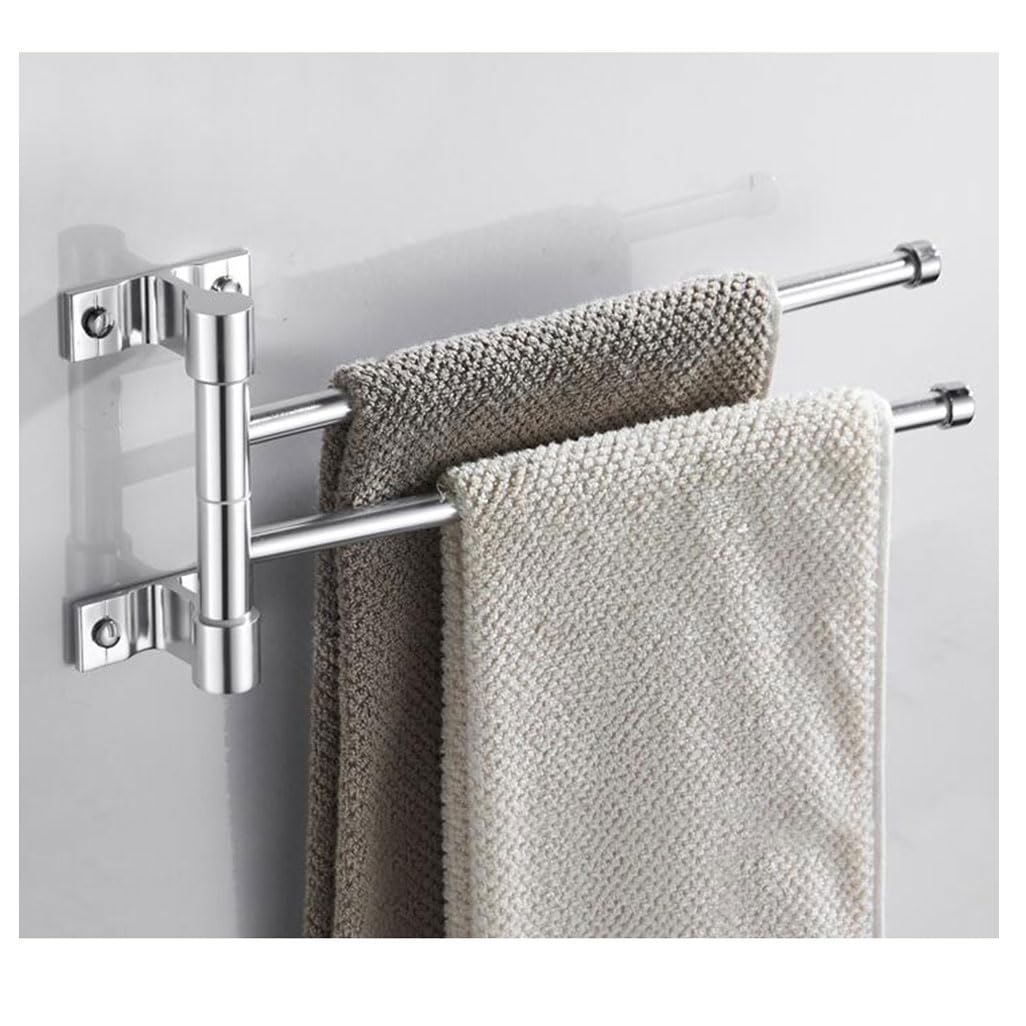 LMYSXAOZ Swivel Towel Rack Bar Rails for Bathroom, Wall Mounted Folding Arm Swing Out Hand Hooks Hanger Holder Space Saving Laundry, Kitchen 2Bars
