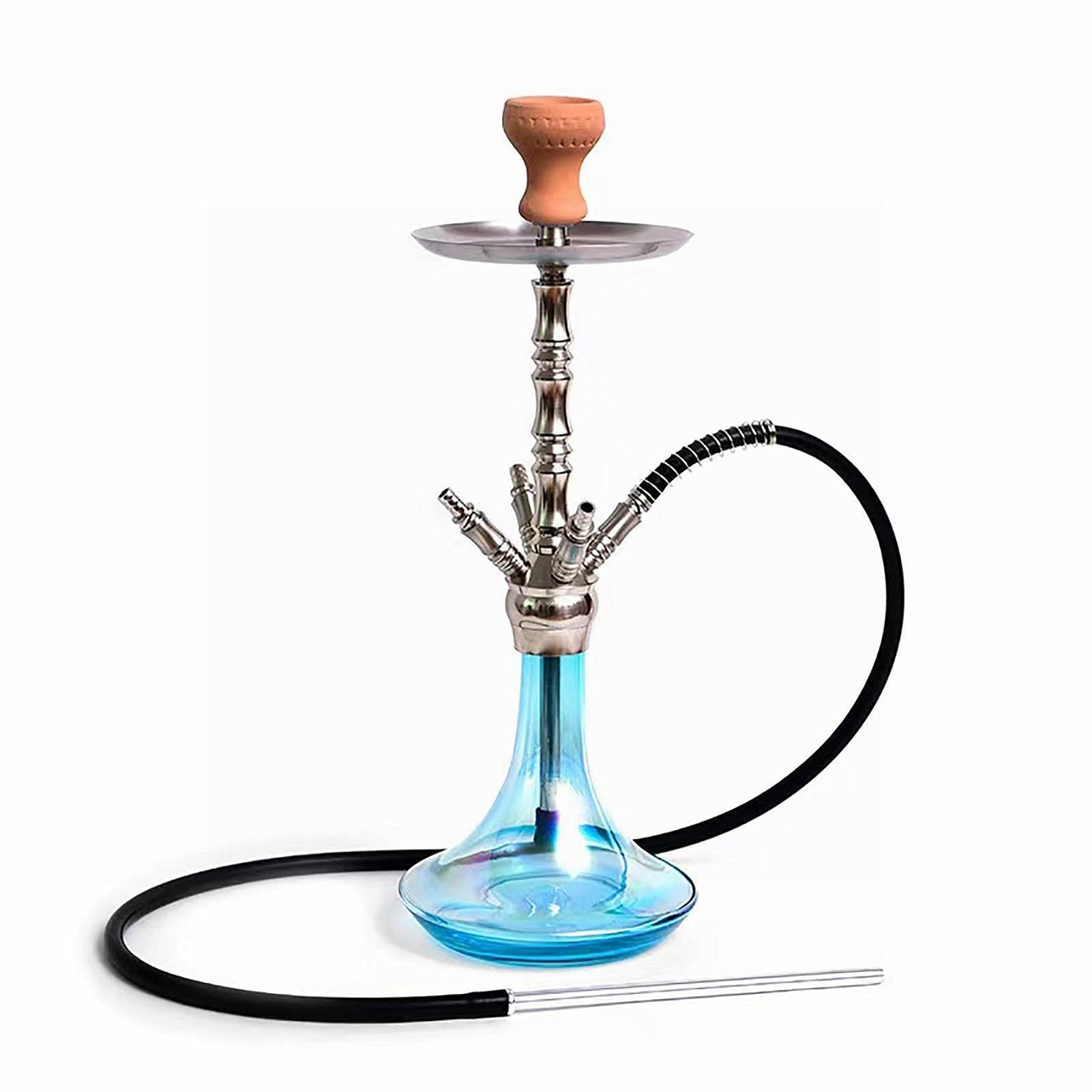 Kit De Cachimba Premium, Kit De Cachimba De Aleación De Aluminio De 4 Tubos, 4 Cuencos Y Mangueras De Silicona Lavables, Con Un Frasco De Vidrio Estable
