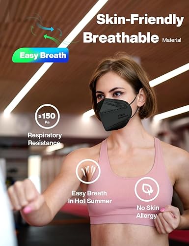 Miniatura 5 de Boncare Mascarillas KN95, mascarillas KN95 negras, paquete de 60, 5 capas