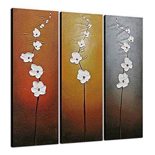 Wieco Art Extra Large Modern Contemporary Flowers Artwork 3 Panels Decorative 100% H
