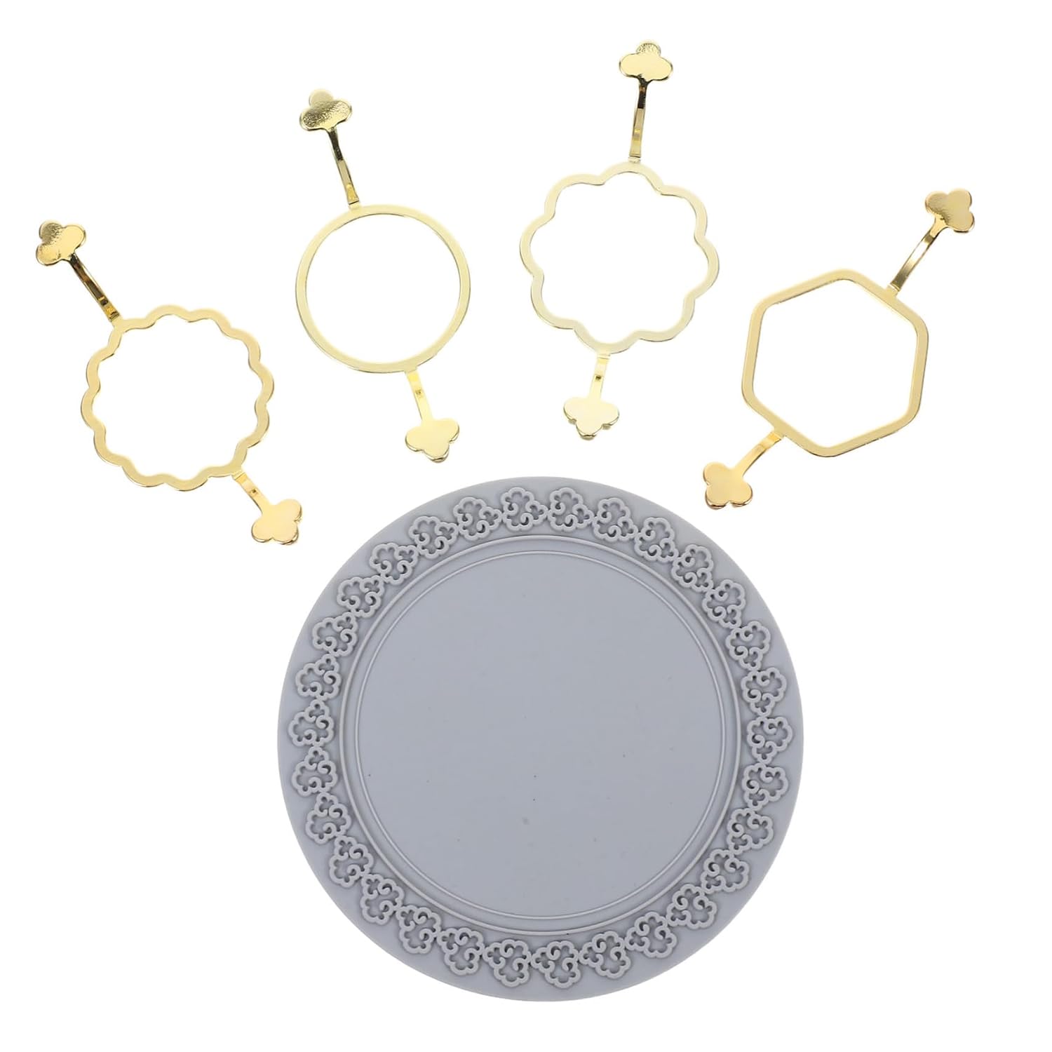 DOITOOL Metal Wax Seal Stamp Mold Set with Silicone Mats Craft Kit for DIY Wax Seals Floral Hexagon and Round Shapes for Invitations and Scrapbooking