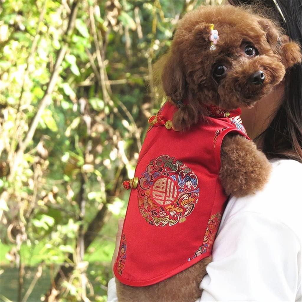 Dog Clothes for Dogs Tang Suit Embroidery Winter Dog Coat Jacket Spring Festival Pet Clothing for Costumes (Red XXL Code)