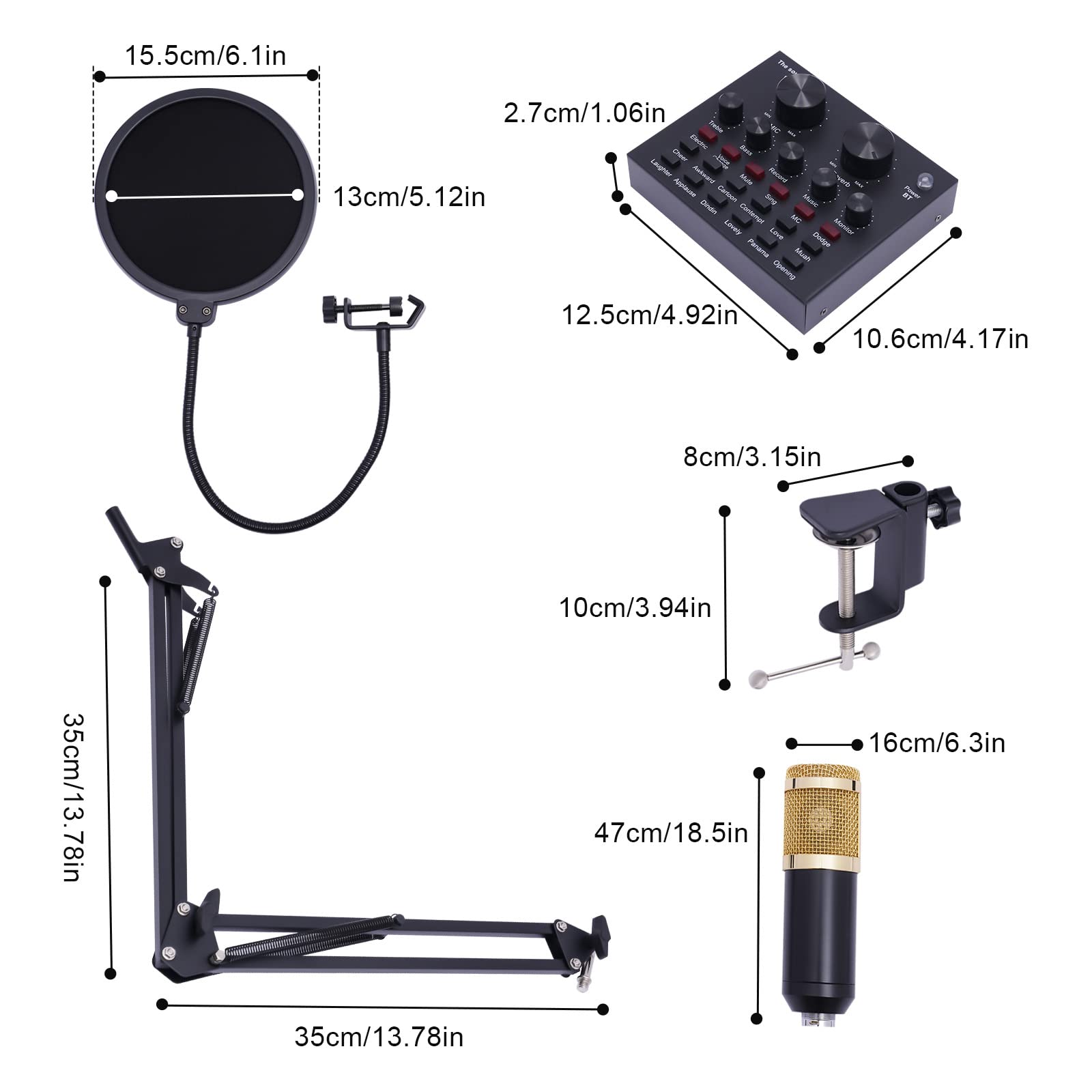 Juego De Micrófono De Condensador V8, Tarjeta De Sonido En Vivo, Mezcladora De Audio, Cambio De Voz con Suspensión De Micrófono, Micrófono USB para Transmisión En Directo