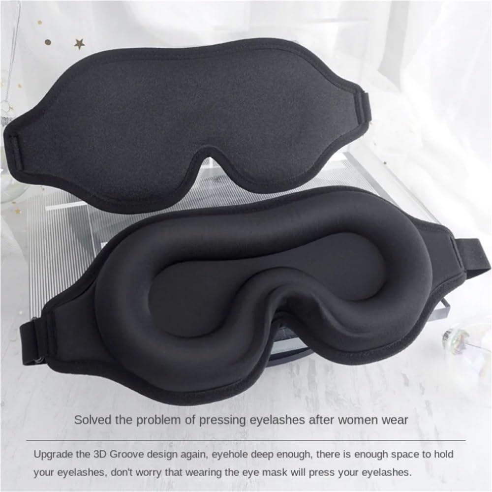 Antifaz para dormir con luz 3D, espuma viscoelástica, antifaz de seda para dormir para mujeres y hombres, máscara para dormir, sombra de ojos, ayuda para dormir (negro2)