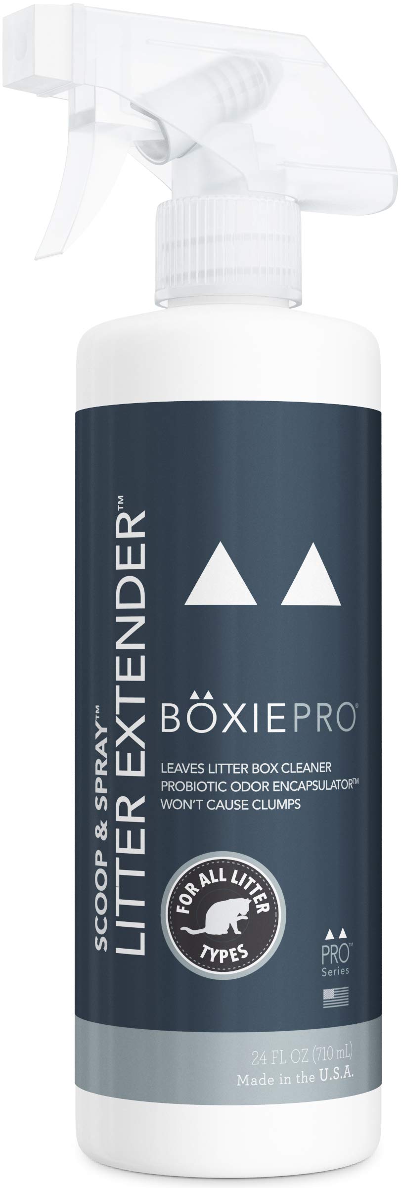 Boxie Pro Probiotic Unscented Scoop & Spray™ Litter Extender, 24 oz, Odor Eliminator, Extends Litter Life, Safe for All Litter Types, Won’t Cause Clumping, Pet & Cat Odor Control