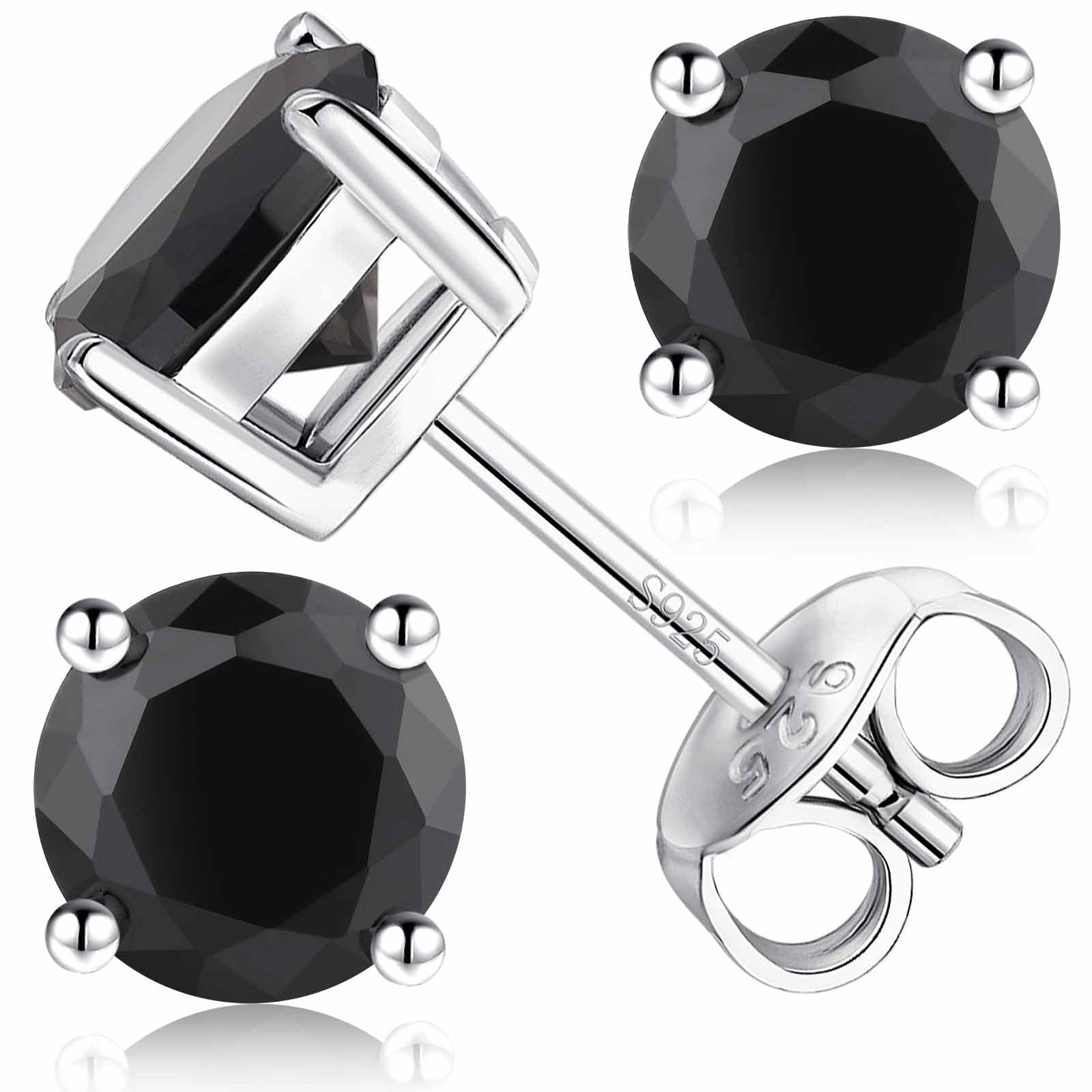 Dowos 925 Sterling Silver Stud Earrings For Women Men,Hypoallergenic Sparkling CZ Diamond Stud Earrings,Brilliant Round Cut & Princess Cut 5A Cubic Zirconia Stud Earrings