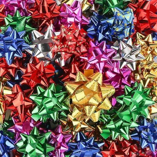 Shindel Christmas Gift Bow, 84PCS Holiday Bow Set for Gift Basket Decoration 3-4 inches