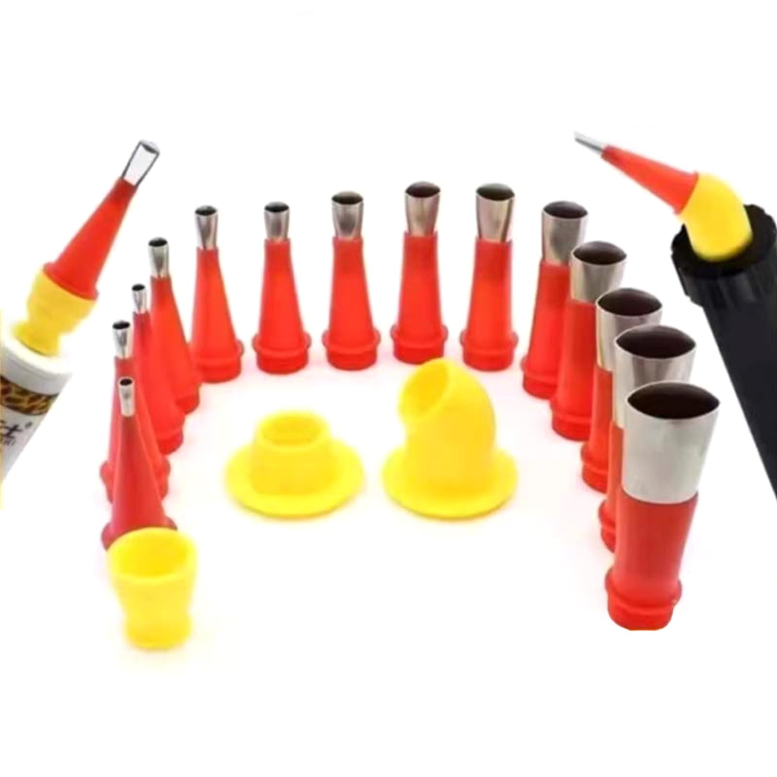 Integrated Rubber Nozzle Tool 24Pcs Rubber Nozzle Tool With Base Stainless Steel Caulking Nozzle Coating